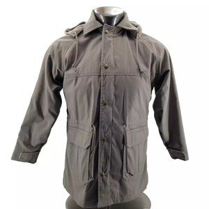 Vtg Woolrich Woman Flannel Lined 1980s Hooded Parka Coat Size Medium Wool Lined